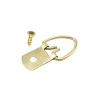 Colgadores metálicos triangulares para cuadros, Perchas for marcos de cuadros con anilla en D triangular multicolor con tornillos, paquete de 25 tamaños múltiples(Gold)