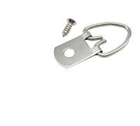 Colgadores para cuadros 25 uds triángulo dorado plata negro anillo en D colgante pintura al óleo espejo colgador de marco imagen trabajo artístico gancho pared fotos con tornillo(F Silver 13x32mm)