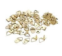 Colgadores para cuadros 50 unids/set perchas de marco fotos Metal con tornillo gancho for colgar anillo triangular montaje en pared uñas adjuntas exhibición pintura hogar(Gold)