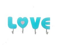 Colgadores pared adhesivos decorativos, Ganchos adhesivos para pared, Perchero infantil, Colgador llaves pared, Percheros pared originales love para recibidor. Ganchos para colgar (LOVE Azul)