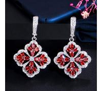 Colgando flor de nieve azul circón cúbico pendientes largos de gota para accesorios femeninos