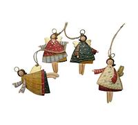 Colgante - 4 Colgantes de ángel de Metal, decoración navideña, Joyas Colgantes de innovadoras Formas de Alce, Calcetines de Copos de Nieve para árbol de Navidad, decoración de Ventana