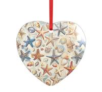 Colgante acrílico con patrón de estrella de mar y conchas marinas con una cinta roja cada colgante está perforado con una cinta roja de 25 cm