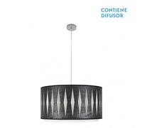 Colgante alexandra 2xe27 cromo/madera negra regx50x50 cm