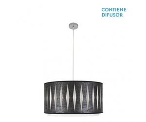 Colgante alexandra 2xe27 cromo/madera negra regx50x50 cm