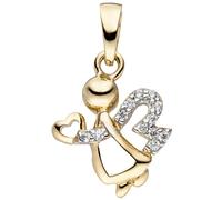 Colgante Ángel Con Corazón De 333 Oro Amarillo 12 Zircóns Joyería