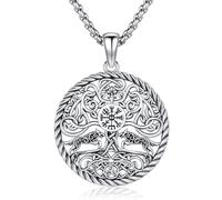 Colgante Árbol de la Vida Yggdrasil Plata de Ley 925 Collar Vikingo para Hombre Mujer, Joyería Vikinga Nórdica Amuleto Regalo