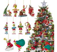 Colgante Árbol de Navidad Gr-Inch 10Pcs 3D Gr-Inch Decoraciones de Navidad Decoración navideña de Resina Verde Adorno navideño Ideal para Fiestas Familiares