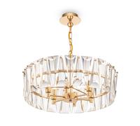 Colgante Art Deco Cristal Metal Redondo Ø 51,7CM en Dorado 6x E14 Pendelleuchte