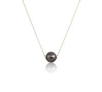 Colgante Autentica Perla de Tahití de 12 mm de diámetro color oscuro natural y oro amarillo 18K