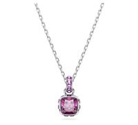 Colgante Birthstone, Talla cuadrada, Febrero, Morado, Baño de rodio OS