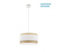 Colgante blanco/natural modelo kandy 2xe27 regulable fabrilamp