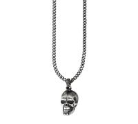 colgante cai men con cadena de plata de ley 925 rodiada oxidada calavera NUEVO