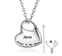 Colgante Cenizas, Collar Personalizado de Acero Inoxidable Joyas Cenizas con Accesorios, colgante de ceniza con juego de embudo y paño de plata, Recuerdo Joyería, color Acero
