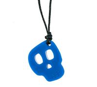 Colgante Chewigem Skull - Azul | Texturizado y Suave, Discreto, Collar Masticable y Sensorial | Ayuda Calmante para SPD, Autismo, ADHD | Masticadores Leves - Moderados | Reducción de la Ansiedad y Mejora del Enfoque | Ayuda para Estimulación y Fidget para Niños y Adultos.