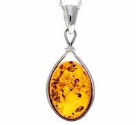 Colgante clásico de ámbar báltico auténtico y plata de ley sin cadena, 1803, 18x12 mm, 3.6 x 1.5 cm, 29.99 pulgadas 29.9875, Ámbar