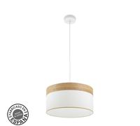 Fabrilamp Colgante Cloe 1xE27 Blanco y madera clara 40x40 cm