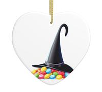 Colgante colgante de cerámica para árbol de Navidad con texto en inglés "DDCXZPP Candy Under the Witch", impresiones para hogares, centros comerciales, supermercados y tiendas