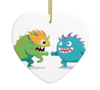 Colgante colgante de cerámica para árbol de Navidad, diseño de WHJSSF Fighting Little Monsters diseñado específicamente para vacaciones de 3.1 x 3.1 pulgadas