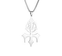Colgante colgante de pentagrama invertido de acero inoxidable con símbolo del diablo joyería tridente gótico masculino