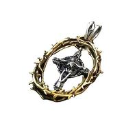 Colgante con cierre de calavera y cruz de espinas en plata de ley S925, collar con colgante de cruz de plata de ley para hombres y mujeres