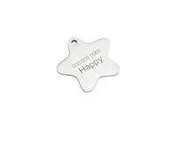 Colgante Con Etiqueta De Nombre Personalizada En Forma De Estrella Con Nombre Personalizado Y Número De Teléfono Para Evitar La Pérdida De Mascotas,Plata,M 30mm