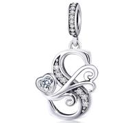 Colgante con forma de letra plateada para pulsera de abalorios Pandora, inicial del alfabeto, joyas de regalo para mujer