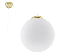 Colgante Cristal Redondo Ø 40CM Pantalla de Bola Oro Blanco E27 Pendelleuchte