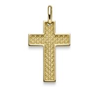 Colgante Cruz 36,5x20mm De 585 Oro Amarillo Con Patrón Estructurado Macizo