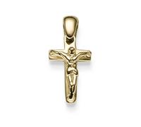 Colgante Cruz Con Cuerpo 19x9mm De 585 Oro Amarillo Brillante Joyería