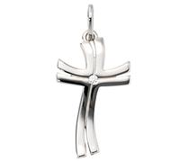Colgante Cruz con Diamante Brillante, 585 Oro Oro Blanco, Damas, Colgante de Oro
