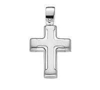Colgante Cruz De 585 Oro Blanco, Colgante De Oro Cruz, Pulido, Unisex