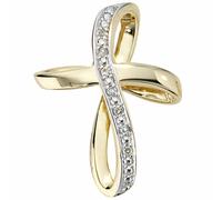Colgante Cruz de Oro 585 Oro Amarillo con 7 Diamantes Brillantes para Dama