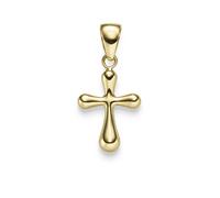 Colgante Cruz Redondeado 23,5x12mm de 750 Oro Oro Amarillo Brillante
