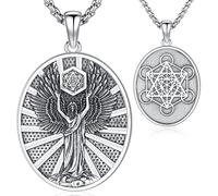 Colgante Cubo de Metatrón Plata 925, Medalla Arcangel Metatron, Colgante de Metatron Medalla Cubo de Metatron Collar Religiosos para Hombres
