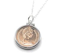 Colgante de 50 cumpleaños de 1976 para regalo de aniversario de moneda de la suerte, colgante de un penique de 1976 para un 50 cumpleaños SLV