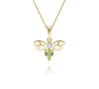 Colgante De Abeja En Forma De Pera De Peridoto Y Diamante En Oro Amarillo De 9ct