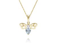 Colgante De Abeja En Forma De Pera De Topacio Y Diamante En Oro Amarillo De 9ct