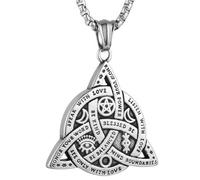Colgante de acero de titanio con símbolo vikingo, collar de nudo celta para protección, eternidad y fuerza (color acero)