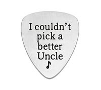 Colgante de acero inoxidable con diseño de púa de guitarra con texto en inglés "I Couldn't Pick A Better Uncle", color plateado