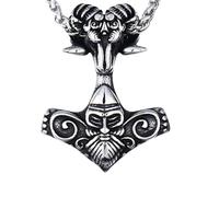 Colgante de acero inoxidable con nudo celta vikingo antiguo nórdico con encanto de cabeza de cabra Collar de joyería para hombre único para él