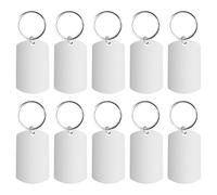Colgante de acero inoxidable en blanco, 10 unidades de etiquetas de perro con llavero, llavero en blanco, placa de perro rectangular, colgante vacío de acero inoxidable para collares DIY, tarjetas de