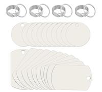 Colgante de acero inoxidable en blanco, 22 unidades, etiquetas para perros, troquelado, etiquetas para perros, llaveros, etiquetas en blanco, llaveros, redondas, kit de manualidades