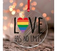 Colgante de acrílico manchado para colgar en la ventana, con texto en inglés «Love Has No Limits», colores vivos, decoración de panel de ventana, recuerdo transparente, regalo coleccionable