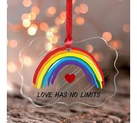 Colgante de acrílico manchado para ventana Love Has No Limits, adorno de recuerdo Gay LGBT Día del Orgullo Mes Desfile Colgante Derechos Humanos LGBTQ BLM Decoración de pared para dormitorio, oficina