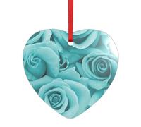 Colgante de acrílico rosa turquesa con una cinta roja, cada colgante está perforado con una cinta roja de 25 cm, talla única