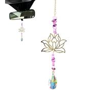 Colgante de amatista crista, decoración del hogar, amatista, flor de loto, colgante de iris con sol, luna y flor de loto para el hogar, oficina, coche