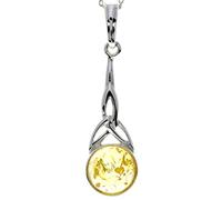 Colgante de ámbar báltico auténtico y plata de ley celta sin cadena - 708, Amber