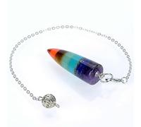Colgante de amuleto de piedra de bala de 7 chakras, amatista natural, aventurina, jaspe rojo, amuleto colgante, cadena de metal, péndulo de radiestesia