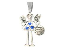 Colgante de ángel de metal cerca o en la distancia que siempre estará en mi corazón. Adorno de ángel. Regalo de ángel para amigos. Colgante de vista trasera para coche. (D, talla única)